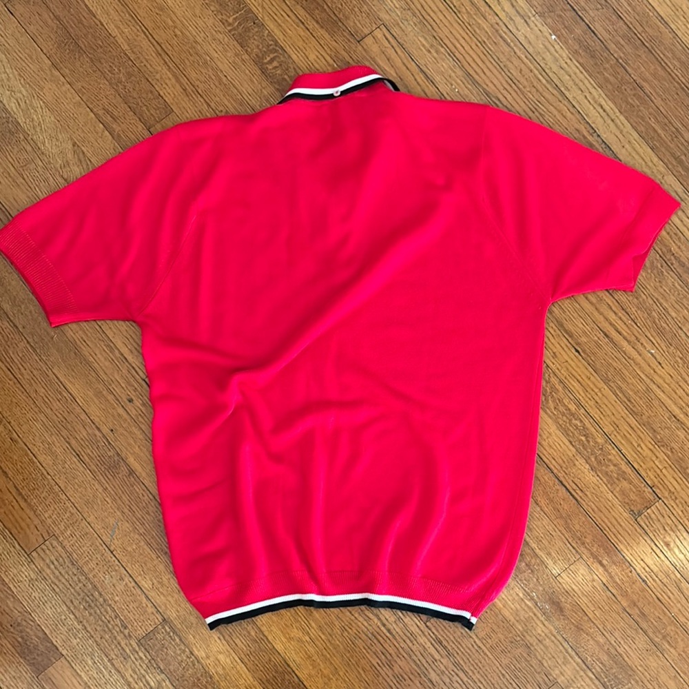 Vintage Knit Polo Shirt with Stripe Collar & Martini Glass Logo - Mad Men - Picture 4 of 5